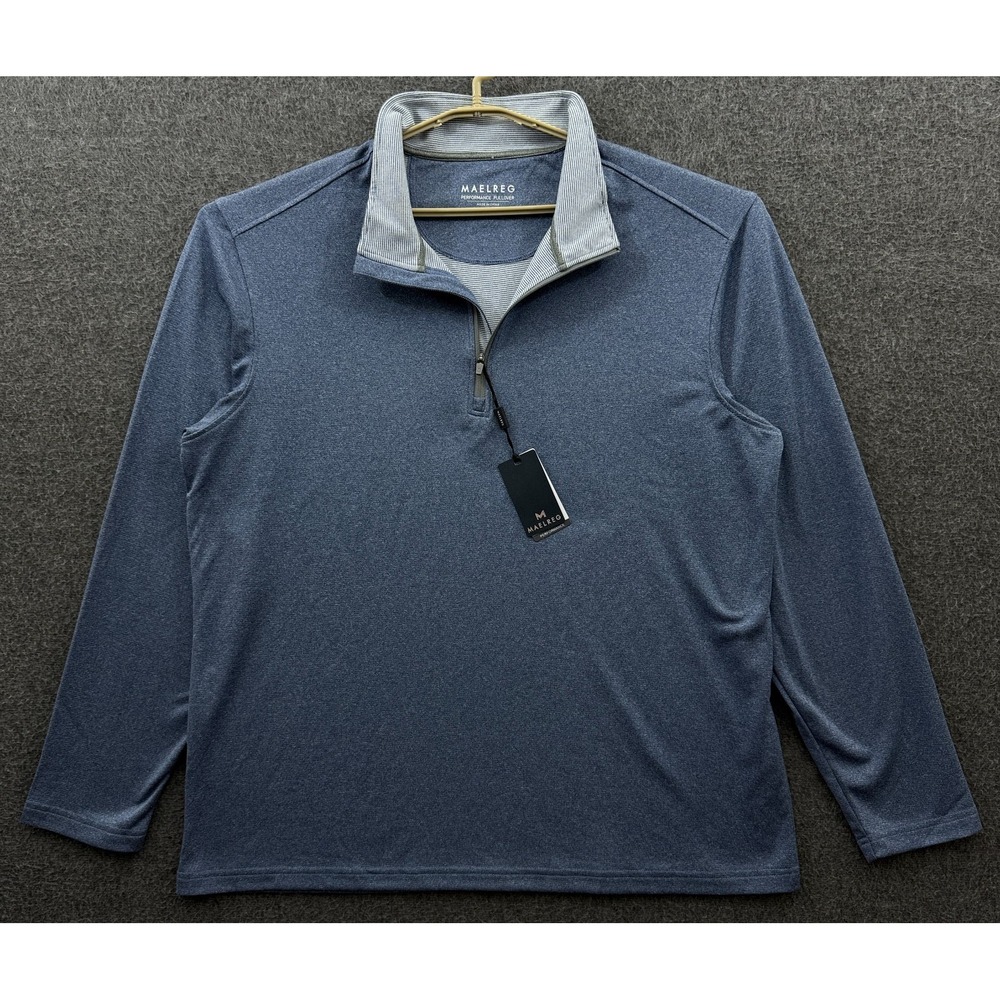 Maelreg Performance Pullover Mens XXL Blue 1/4 Zip Long Sleeve‎ Active Shirt NWT
